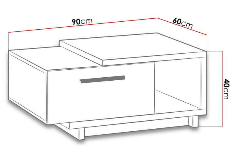 Ingram Soffbord 90 cm med Förvaring Låda + Hylla - Natur/Svart - Möbler - Bord & matgrupper - Soffbord