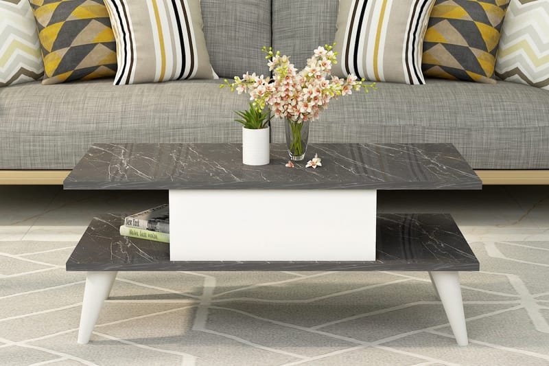 Irbene Soffbord 90x40x90 cm - Svart/Vit - Möbler - Bord & matgrupper - Soffbord