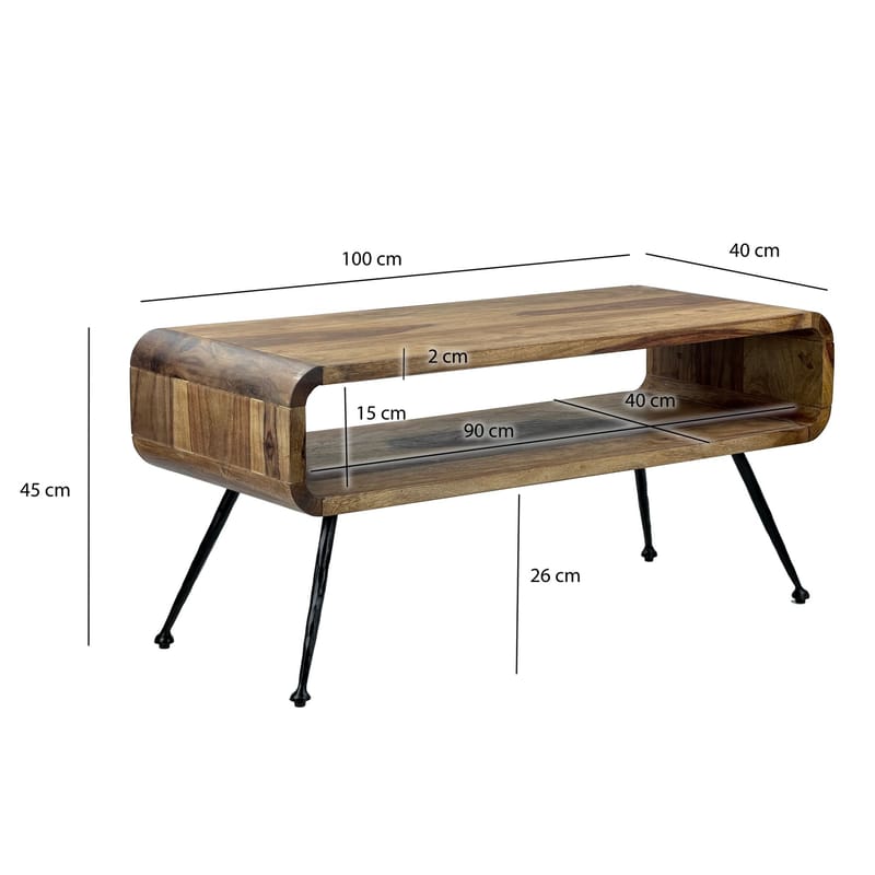 Ivoova Soffbord 100 cm - Varm mörkbrun och svart - Möbler - Bord & matgrupper - Soffbord - Soffbord med förvaring