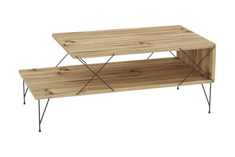 Jaennis Soffbord 100 cm - Natur/Svart - Soffbord - Klaffbord & Hopfällbart bord - Spegelbord - Soffbord med förvaring - Soffbord med hjul - Höj och sänkbart soffbord