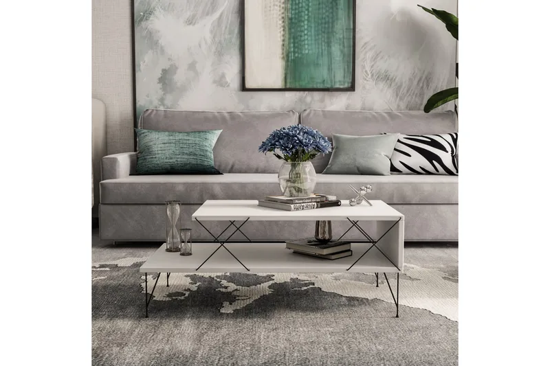 Jaennis Soffbord 100 cm - Vit/Svart - Möbler - Bord & matgrupper - Soffbord