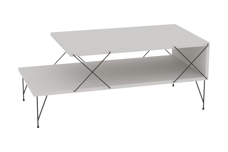 Jaennis Soffbord 100 cm - Vit/Svart - Soffbord - Klaffbord & Hopfällbart bord - Spegelbord - Soffbord med förvaring - Soffbord med hjul - Höj och sänkbart soffbord