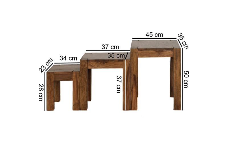 Jaisen Satsbord 45 cm 3 Bord - Massivt Trä - Möbler - Bord & matgrupper - Soffbord