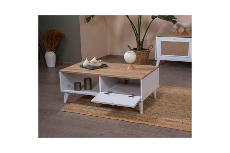Soffbord Jatinder Vit / Ek - Vit / Ek - Möbler - Bord & matgrupper - Soffbord