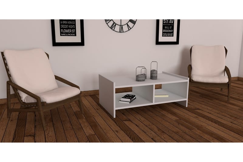 Jysaiah Soffbord 90 cm med Förvaring Hyllor - Vit - Möbler - Bord & matgrupper - Soffbord