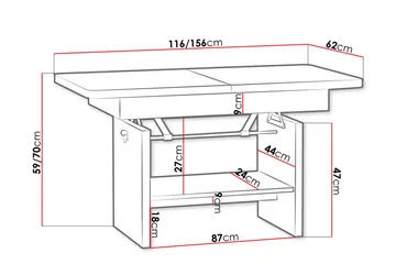 Kanej Soffbord 116 cm Höj- och Sänkbar med Förvaring Hylla - Vit - Möbler - Bord & matgrupper - Soffbord