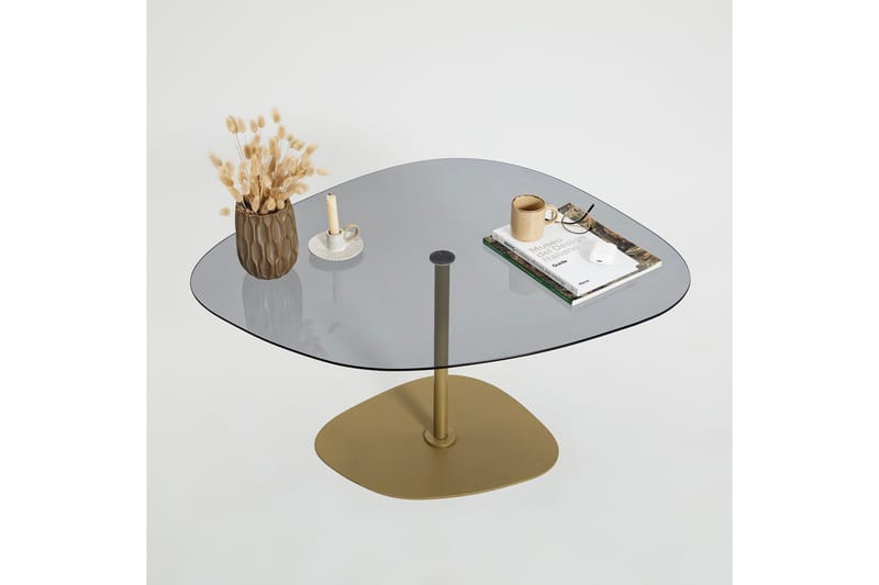 Karamea 85 cm Ovalt Soffbord i Glas och Metall - Grå - Möbler - Bord & matgrupper - Soffbord