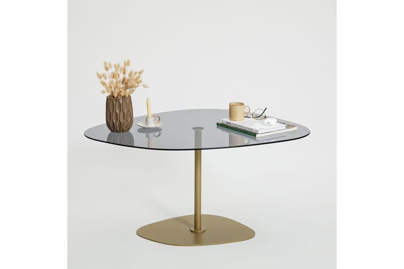 Karamea 85 cm Ovalt Soffbord i Glas och Metall - Grå - Möbler - Bord & matgrupper - Soffbord