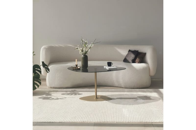 Karamea 85 cm Ovalt Soffbord i Glas och Metall, Grå