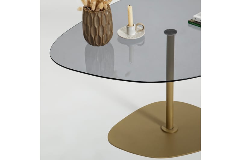 Karamea 85 cm Ovalt Soffbord i Glas och Metall - Grå - Möbler - Bord & matgrupper - Soffbord