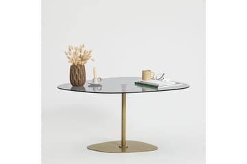 Karamea 85 cm Ovalt Soffbord i Glas och Metall - Grå - Möbler - Bord & matgrupper - Soffbord