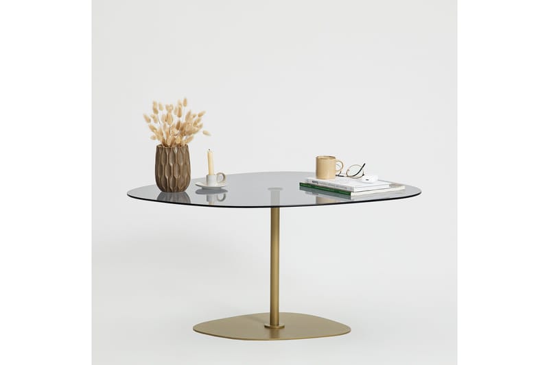Karamea 85 cm Ovalt Soffbord i Glas och Metall - Grå - Möbler - Bord & matgrupper - Soffbord