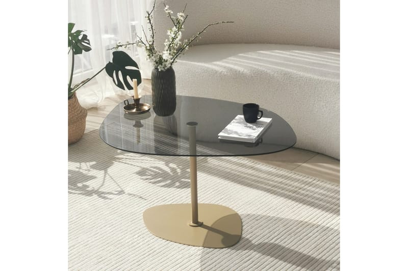 Karamea 85 cm Ovalt Soffbord i Glas och Metall - Grå - Möbler - Bord & matgrupper - Soffbord