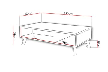 Kardos Soffbord 110 cm med Förvaring Hyllor - Natur/Svart - Möbler - Bord & matgrupper - Soffbord