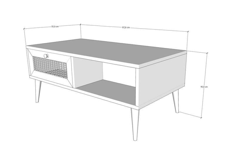 Karosta Soffbord 97 cm med Förvaring Hylla + 2 Lådor - Natur - Soffbord