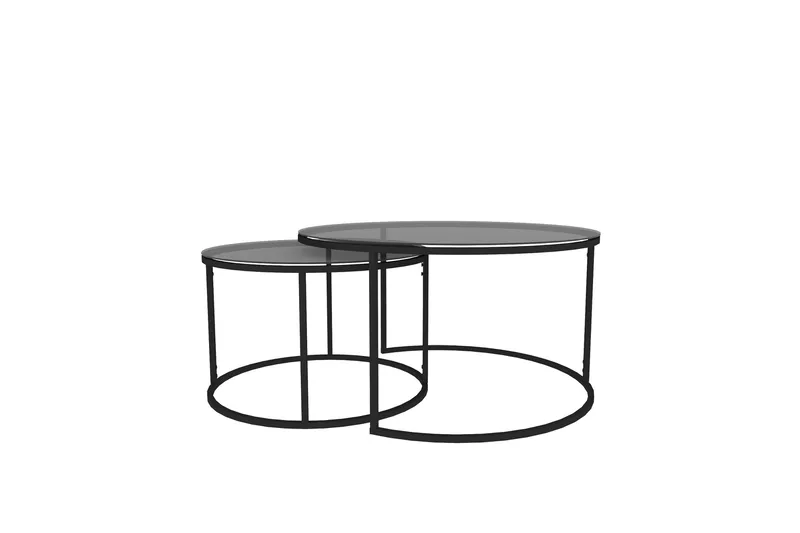 Kashiwa 60 cm Runt Soffbord i Glas med Glas och Metall - Rökgrå - Möbler - Bord & matgrupper - Soffbord