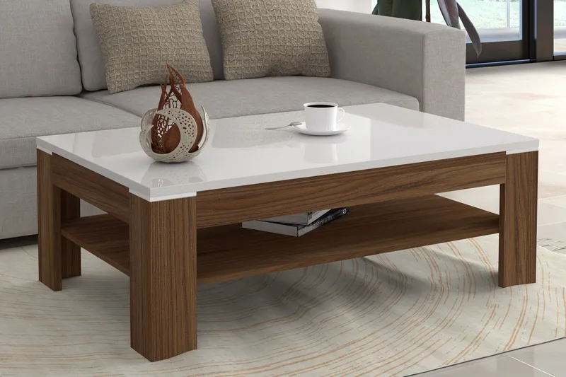 Keoisha Soffbord 120 cm med Förvaring Hylla - Valnötsbrun/Vit - Möbler - Bord & matgrupper - Soffbord