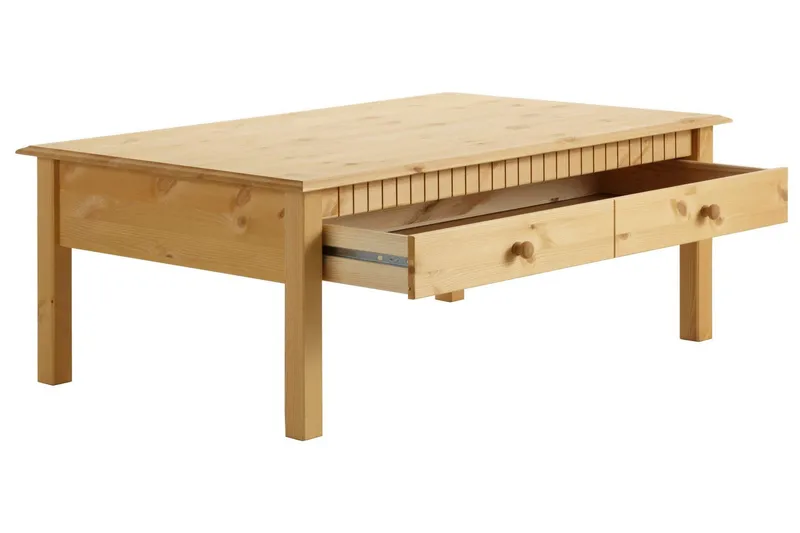 Kersey 110 cm Rektangulärt Soffbord med Lådor i Furu - Brun - Möbler - Bord & matgrupper - Soffbord