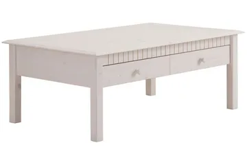 Kersey 110 cm Rektangulärt Soffbord med Lådor i Furu - Vit - Möbler - Bord & matgrupper - Soffbord