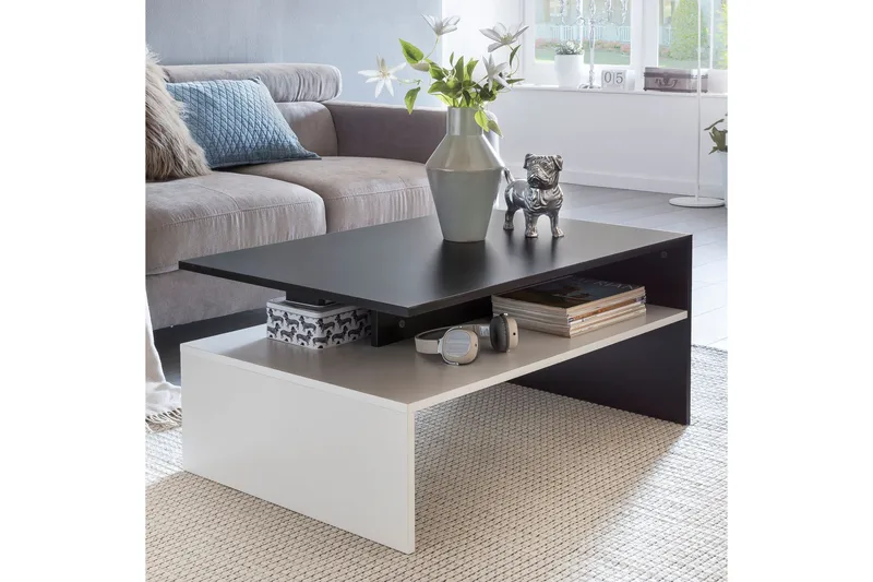 Ketchum Soffbord 90 cm med Förvaring Hylla - Svart/Vit - Möbler - Bord & matgrupper - Soffbord