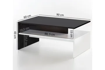 Ketchum Soffbord 90 cm med Förvaring Hylla - Svart/Vit - Möbler - Bord & matgrupper - Soffbord
