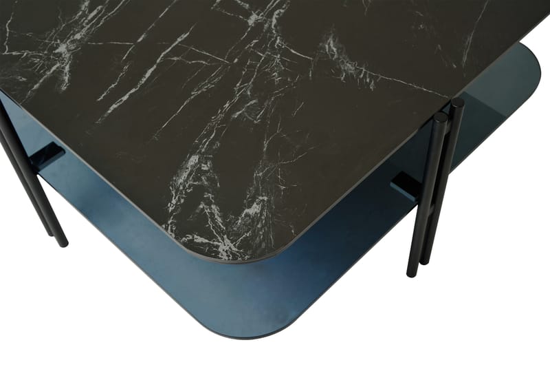 Khadyn Soffbord 80 cm med Förvaring Hylla - Keramik/Glas/Svart - Soffbord