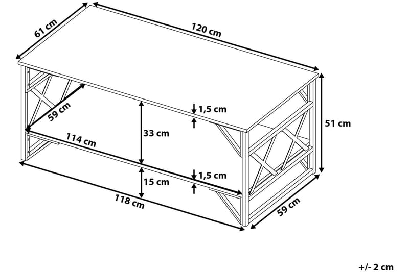 Kindertofte Soffbord 120 cm med Förvaring Hylla - Brungrå - Soffbord