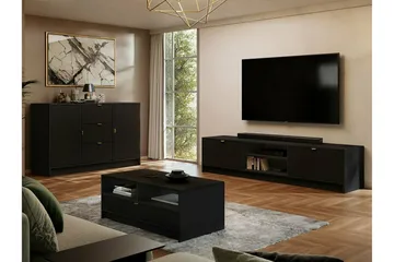 Kintore 50 cm Rektangulärt Soffbord med Lådor i Trä - Svart - Möbler - Bord & matgrupper - Soffbord