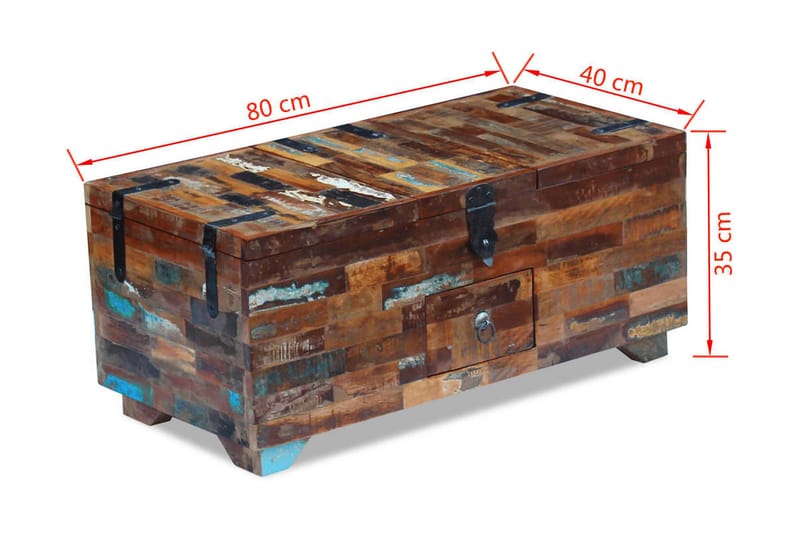 Kistbord massivt återvunnet trä 80x40x35 cm - Brun - Möbler - Bord & matgrupper - Soffbord