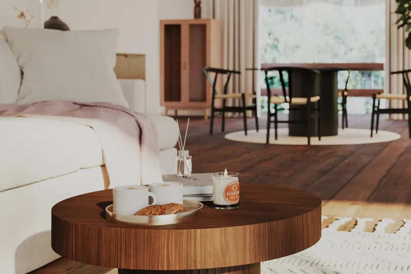 Kopparbo Soffbord 75 cm Runt Valnöt - Mörkbrunt valnötsträ - Möbler - Bord & matgrupper - Soffbord