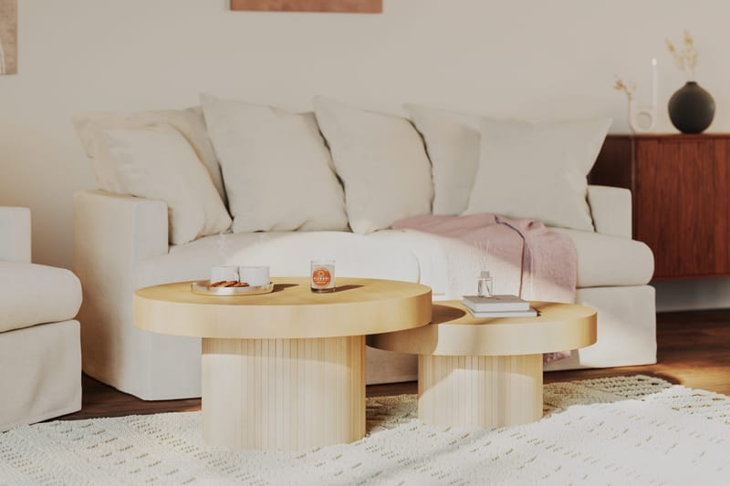 Kopparbo Soffbord 75 cm Runt Vitlaserad Ek - Ljust vitlaserat ekträ - Möbler - Bord & matgrupper - Soffbord