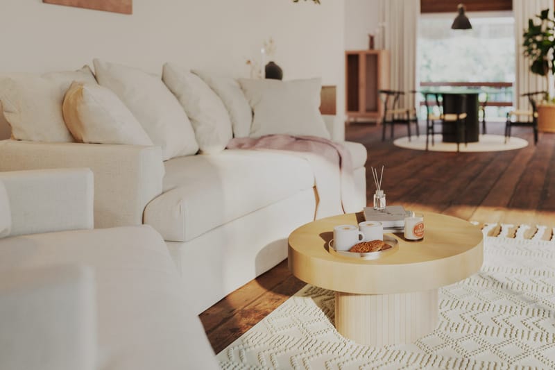 Kopparbo Soffbord 75 cm Runt Vitlaserad Ek - Ljust vitlaserat ekträ - Möbler - Bord & matgrupper - Soffbord