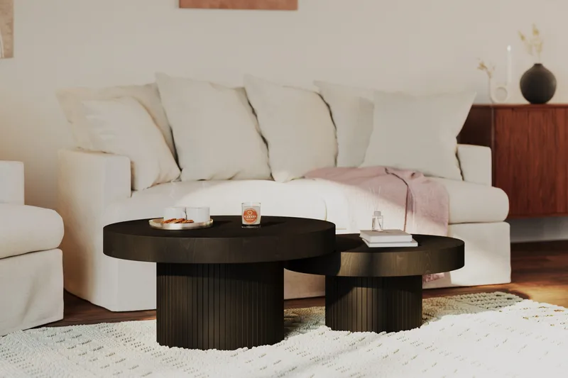 Kopparbo Soffbord 90 cm Runt Svart - Svart trä - Möbler - Bord & matgrupper - Soffbord