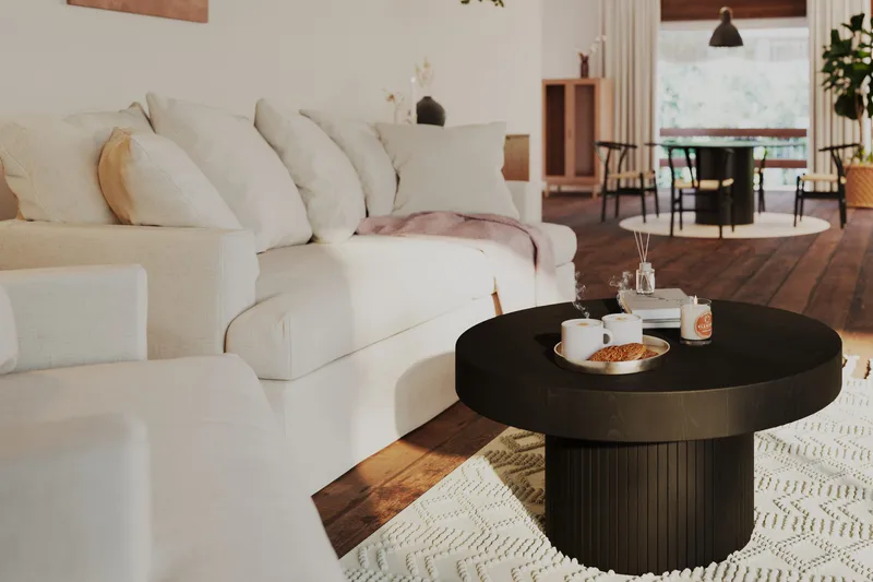 Kopparbo Soffbord 90 cm Runt Svart - Svart trä - Möbler - Bord & matgrupper - Soffbord