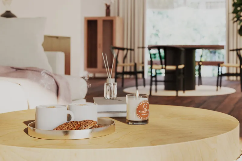 Kopparbo Soffbord 90 cm Runt Vitlaserad Ek - Ljust vitlaserat ekträ - Möbler - Bord & matgrupper - Soffbord