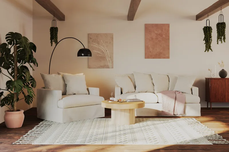 Kopparbo Soffbord 90 cm Runt Vitlaserad Ek - Ljust vitlaserat ekträ - Möbler - Bord & matgrupper - Soffbord