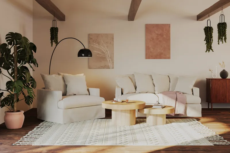 Kopparbo Soffbord 90 cm Runt Vitlaserad Ek - Ljust vitlaserat ekträ - Möbler - Bord & matgrupper - Soffbord