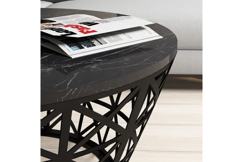 Koraleigh Soffbord 90 cm Runt Marmormönster - Svart - Möbler - Bord & matgrupper - Soffbord