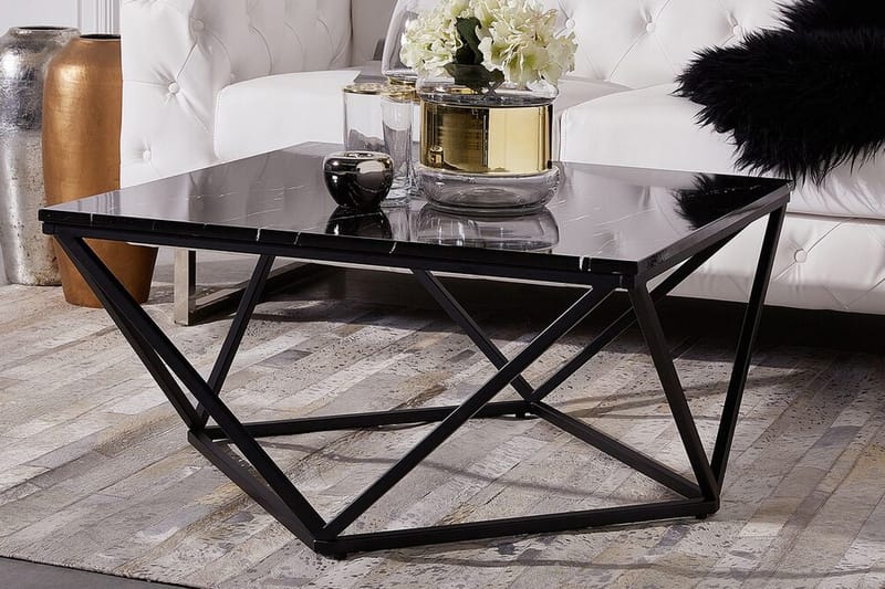 Kubsch Kaffebord Marmormönster - Svart - Möbler - Bord & matgrupper - Soffbord