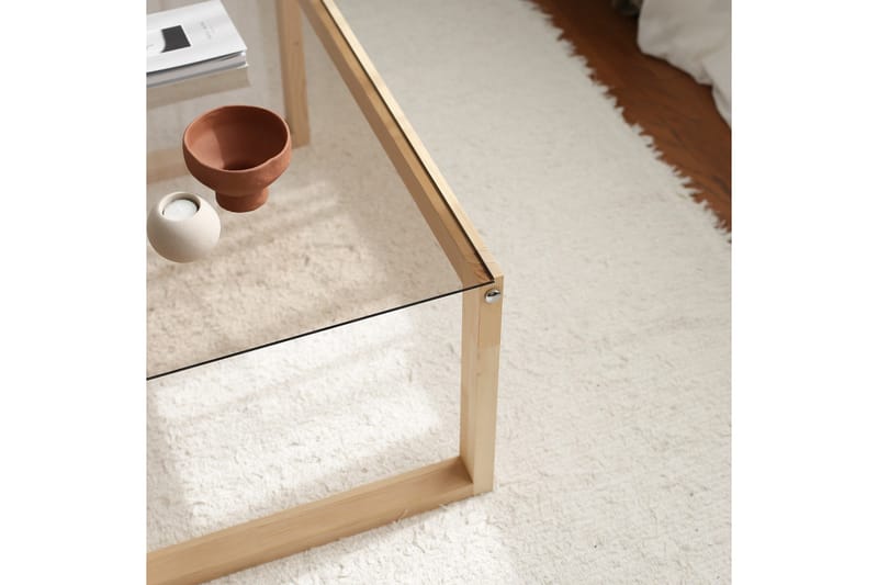 Kuselov Soffbord 85 cm - Ljus Natur/Glas - Möbler - Bord & matgrupper - Soffbord