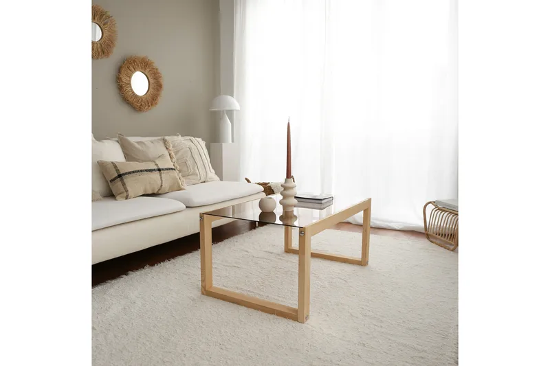 Kuselov Soffbord 85 cm - Ljus Natur/Glas - Möbler - Bord & matgrupper - Soffbord