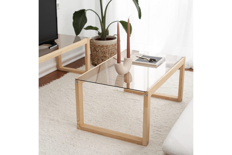 Kuselov Soffbord 85 cm - Ljus Natur/Glas - Möbler - Bord & matgrupper - Soffbord