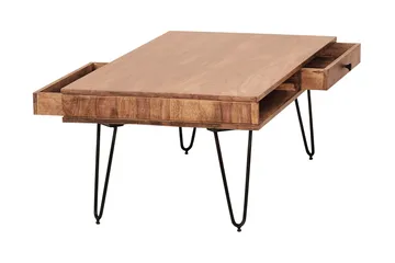 Langner Soffbord 60 cm med Förvaring 2 L ådor + Hyllor - Akacia/Svart - Möbler - Bord & matgrupper - Soffbord - Soffbord med förvaring