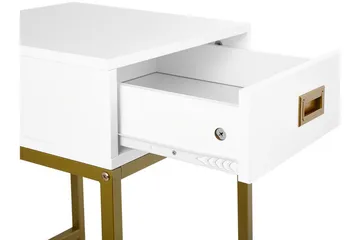 Largona 40 cm Kvadratiskt Soffbord med Lådor i Trä med Metallunderrede - Vit - Möbler - Bord & matgrupper - Soffbord