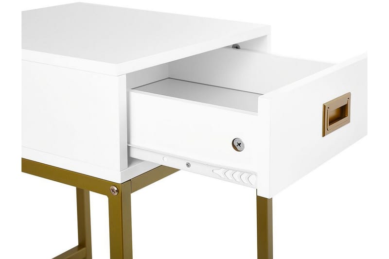 Largona 40 cm Kvadratiskt Soffbord med Lådor i Trä med Metallunderrede - Vit - Möbler - Bord & matgrupper - Soffbord