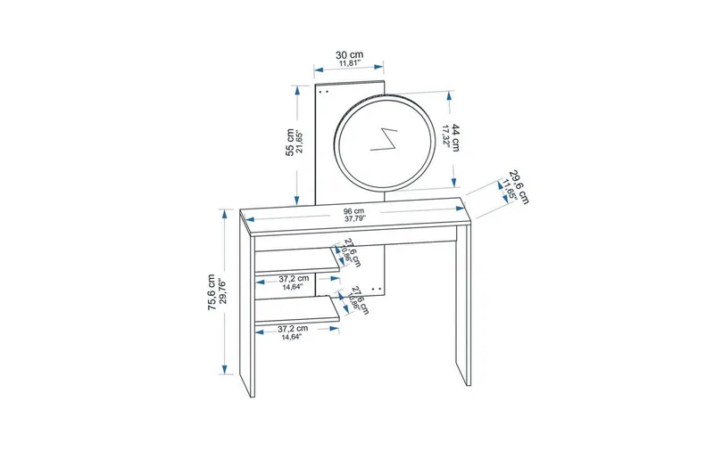 Laxman Sminkbord 96 cm - Blå/Vit - Möbler - Bord & matgrupper - Soffbord - Kistbord