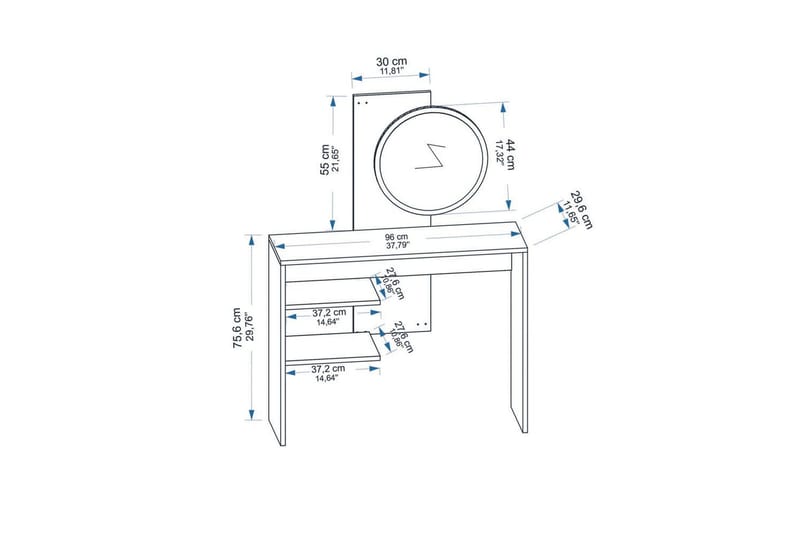 Laxman Sminkbord 96 cm - Blå/Vit - Möbler - Bord & matgrupper - Sminkbord & toalettbord - Sminkbord med spegel