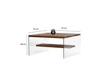 Lepinas 75 cm Kvadratiskt Soffbord med Glassidor och Hylla i Ljust Trä - Brun - Möbler - Bord & matgrupper - Soffbord