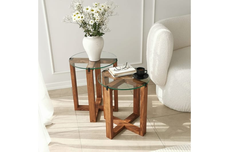 Liepene Satsbord 50x40x50 cm Runt - Brun - Möbler - Bord & matgrupper - Soffbord