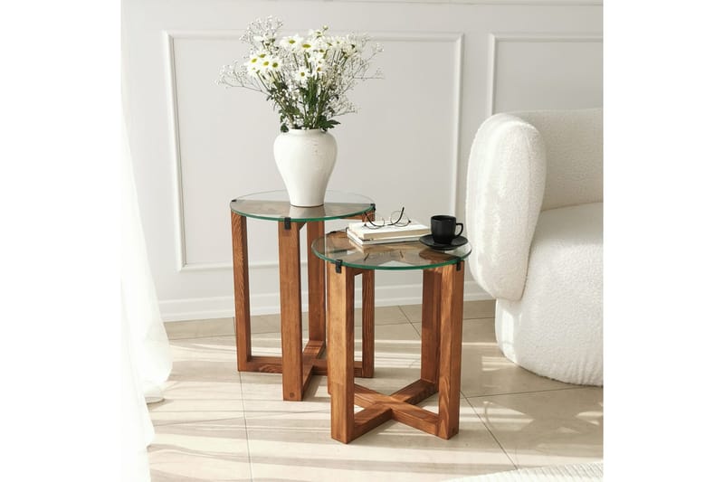 Liepene Satsbord 50x40x50 cm Runt - Brun - Möbler - Bord & matgrupper - Soffbord